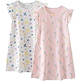 BANGSAUR Girls' Dress, Cotton Soft Sleepshirts,3-10 Years