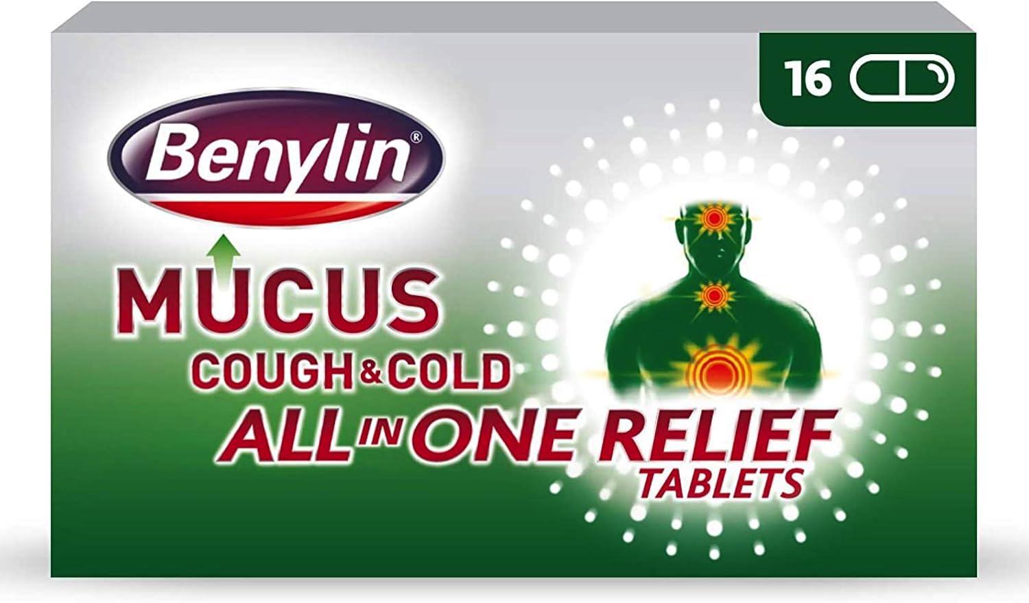 Benylin Mucus Cough & Cold All in One Tablets, 16 each, Black-j59, 16 Count (Pack of 1)