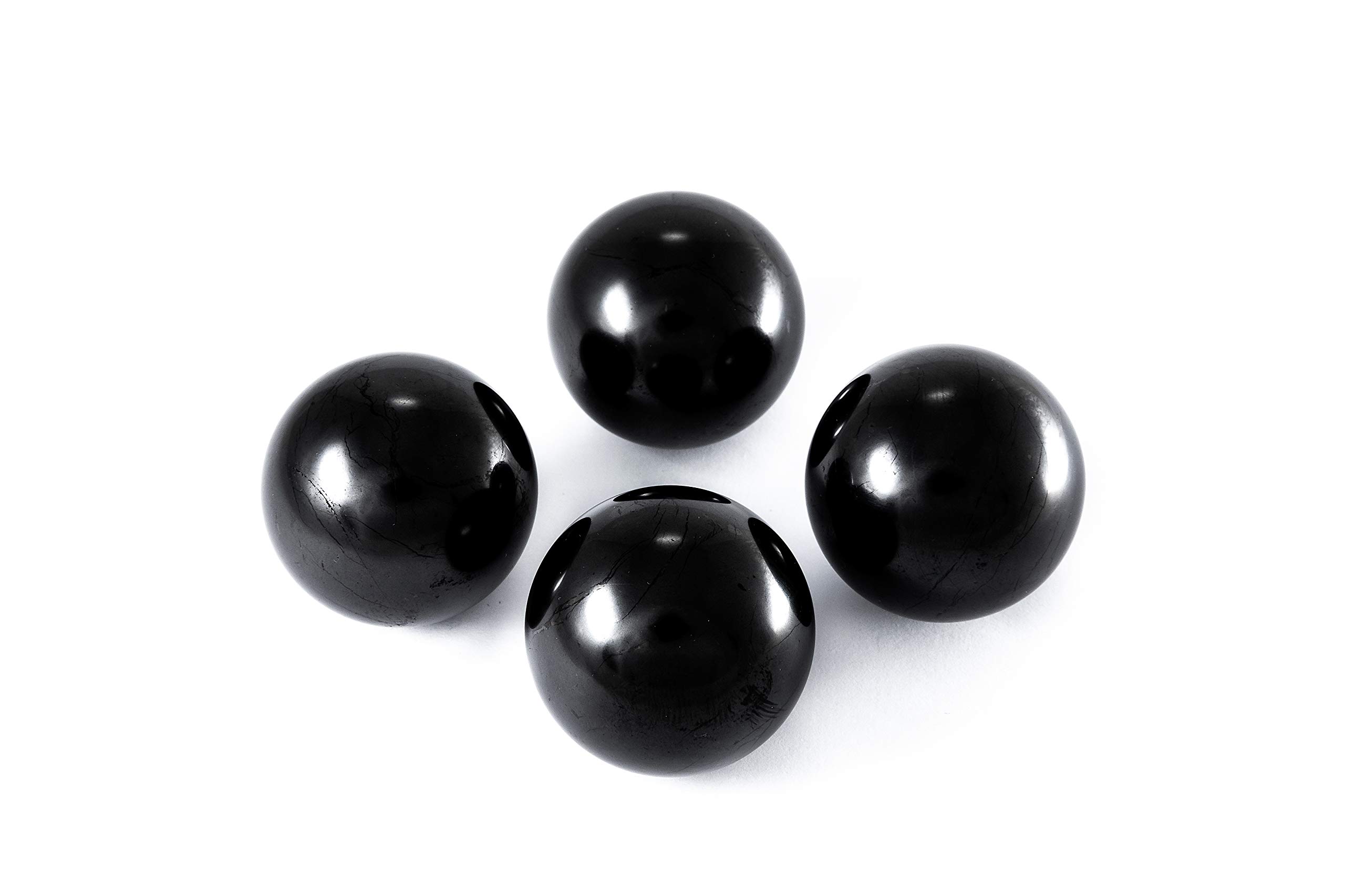 SN NATURSTEIN UG - Shungite Polished Spheres 4 cm | Gem Stone from Karelia - 4 Units