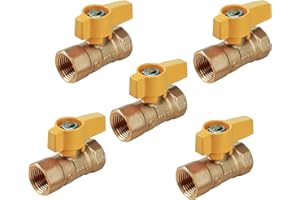 Midline Valve Y34FIP-5 Premium Brass Gas Ball Valve, Aluminum Alloy Handle FIP Connections (Pack of 5), 3/4 in. Yellow, 5 Count