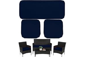 Sqodok 3 Pack Outdoor Cushion Covers Replacement, Waterproof Patio Seat Cushion Cover Fit for 4-Seater Wicker Rattan Conversa