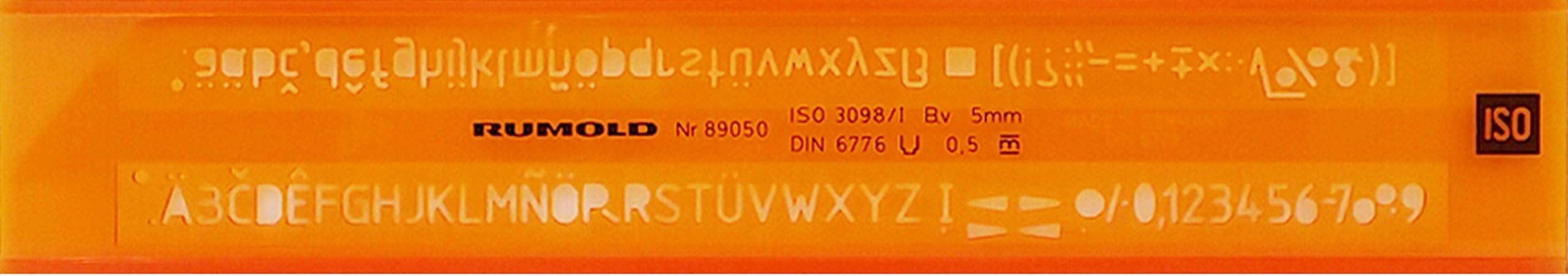 Rumold 89050 Lettering Stencil, 5 mm, Orange/Transparent