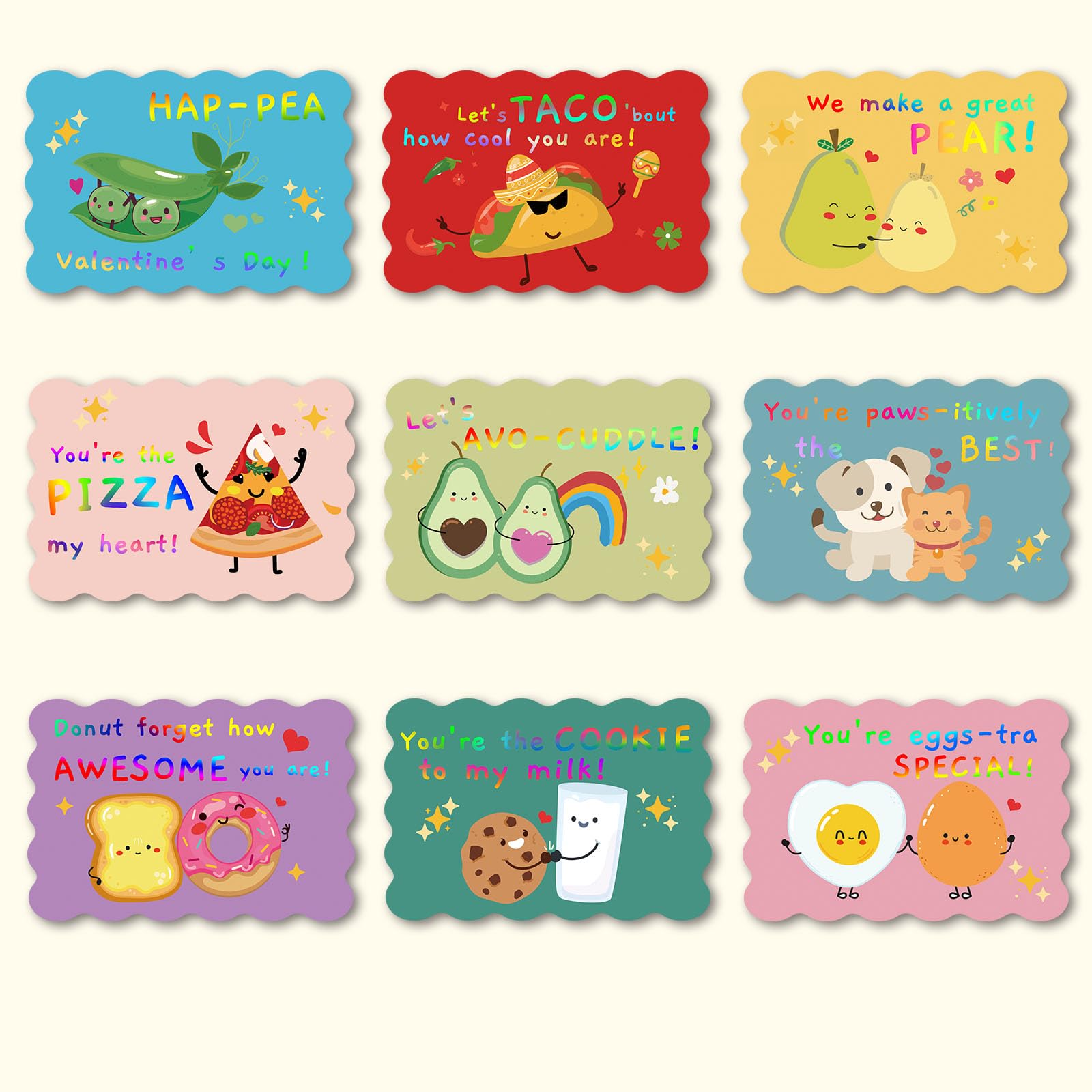 Photo 1 of PACK OF 6 WENHUI Gold Foil Valentines Day Cards - Valentine's Gifts Assorted Colors Funny Pun Cards