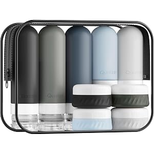 Quatish 15 Pack Travel Bottles for Toiletries, Original Patented, TSA Approved Travel Size Containers, Leak Proof Silicone Sh