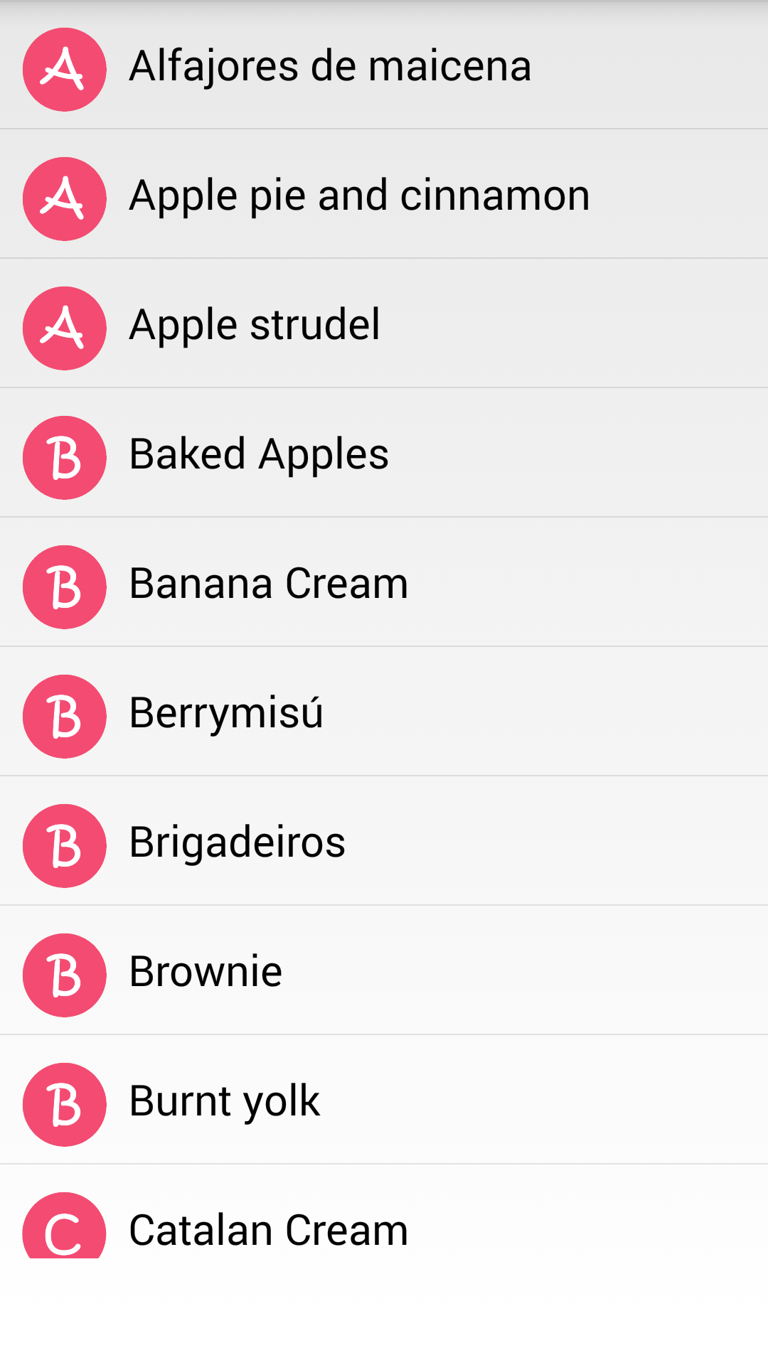 Desserts from A to for Android