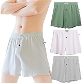 SHIQINUO Mens Cotton Boxers Loose Fit - Men's Soft Cotton Boxer Shorts with Functional Fly,Stretch Waistband,Workout(3-Pack)
