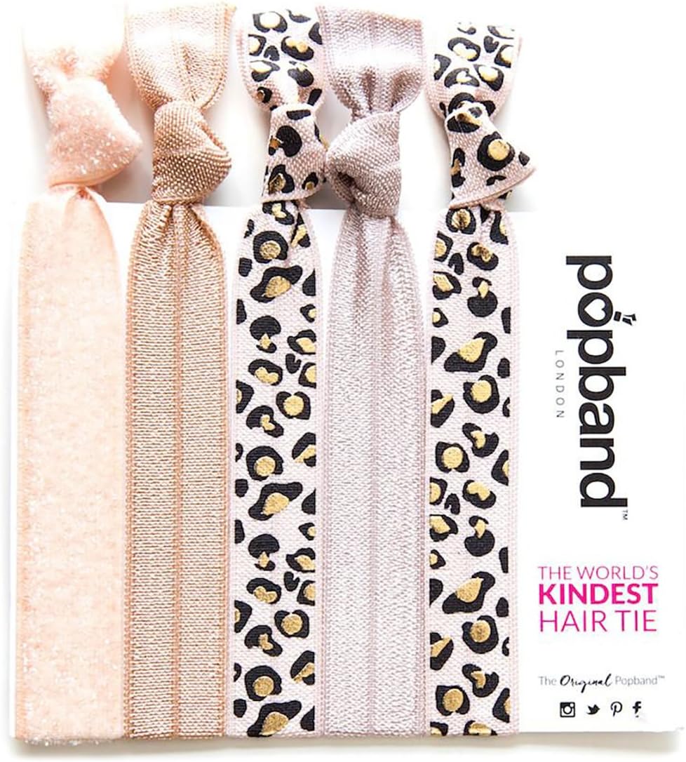 Popbands Hair Bands, Crease Free Hair Ties, Wild Thing (Pack of 5)