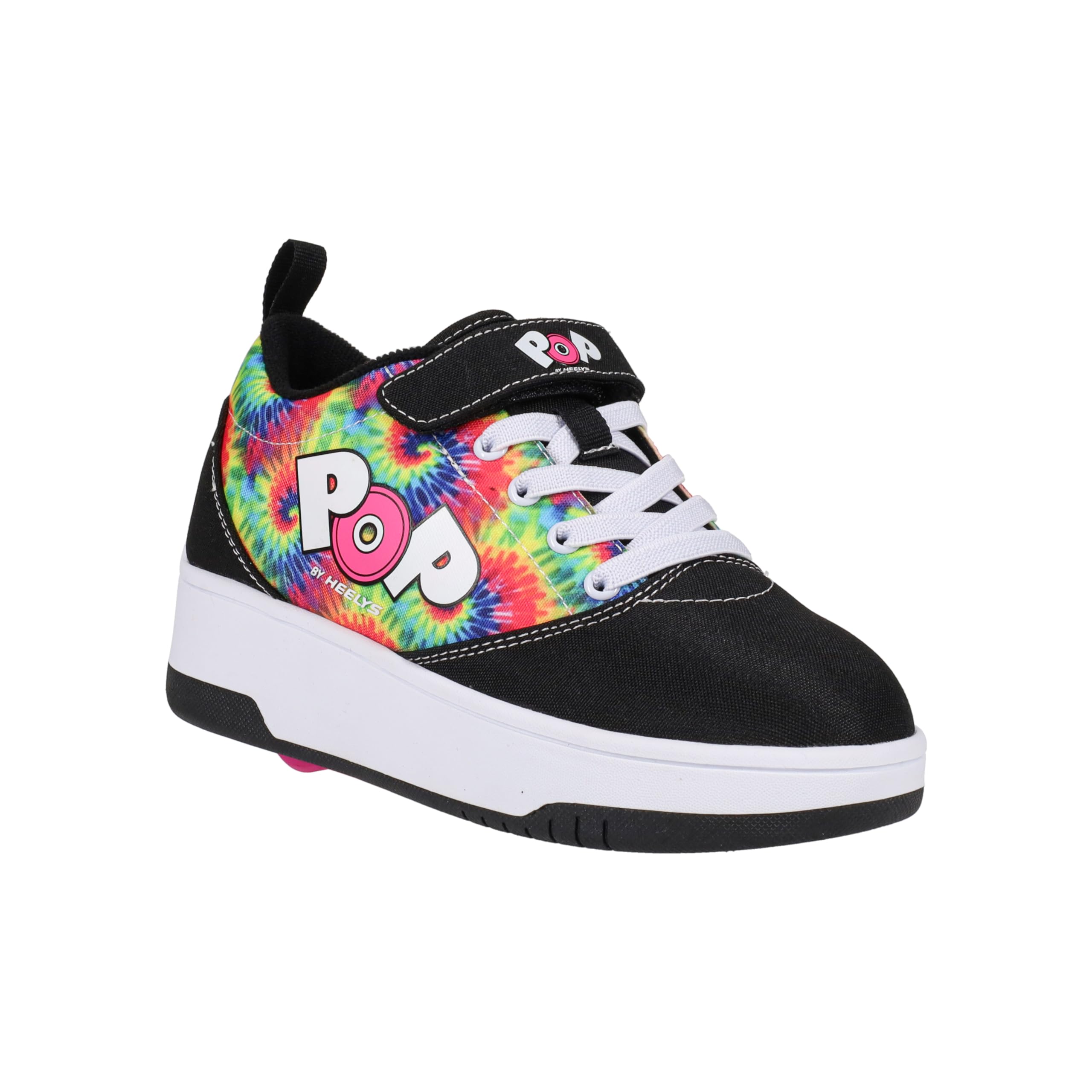 Photo 1 of Heelys POP PRO Prints Wheeled Heel Shoe, Black/N. Pink/Tye DYE, Youth 1 US Unisex Big Kid