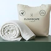 Cloud Scape Linen 100% Cotton Muslin Blanket for Adults - 4 Layer 50x70 Oversized Breathable Gauze Bedding, All Season Gifting - Decorative Cozy Couch Lightweight Layering for Sofa, Decor - White