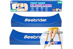 SEEBRIDER Chair Bands for Kids with Fidgety Feet, 12 PCS Fidget Bands Stretch Foot Band Sensory Needs ADHD Bands for Classroom Chairs Desks (Blue)