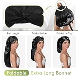 BONNET QUEEN Silk Bonnet for Sleeping Long Hair & Braids Black view 2