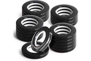 WCIC 16PCS Curtain Grommets Curtain Eyelet Rings Round Plastic Rings Inner Diameter 1-9/16 inch DIY Roman Curtain Rings Nanoscale Low Noise Rings Black