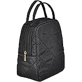 Jula Vance Machine Washable Women Quilted Fabric Insulated Reusable Cooler Lunch Bag Tote Adult Thermal Lunch Box Storage Bag for Ｗork (Black #2)
