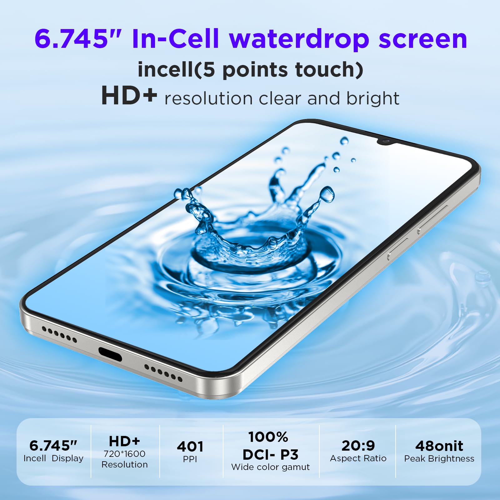 Android 14 Unlocked Cellphone,12GB+128GB expandable Mobile Phone Without Contract Smartphone,Octa Core 6.75 