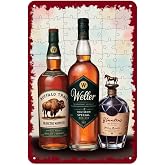 Whiskey Bourbon Bottles Tin Sign Vintage Buffalo Trace Weller Blanton's Metal Sign Print Aesthetic for Garden Yard Bar Porch Home Bedroom Kitchen Wall Decor Gift 8 X 12 in
