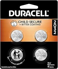 Duracell 2032 Lithium Battery. 4 Count Pack. Child Safety Features. Compatible with Apple AirTag, Key Fob, and other devices.
