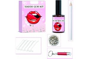 Little Syohe Tooth Gems Kit Shining DIY Teeth Gems Flat Bottom Round Gemstone Style DIY Tooth Jewelry Kit Removable Tooth Ornaments Artificial Fashionable Crystal Tooth Ornaments