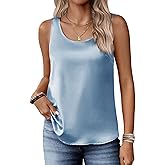 Zeagoo Silk Satin Tank Tops for Women Scoop Neck Sleeveless Camisole Tops 2026 Summer Basic Blouses
