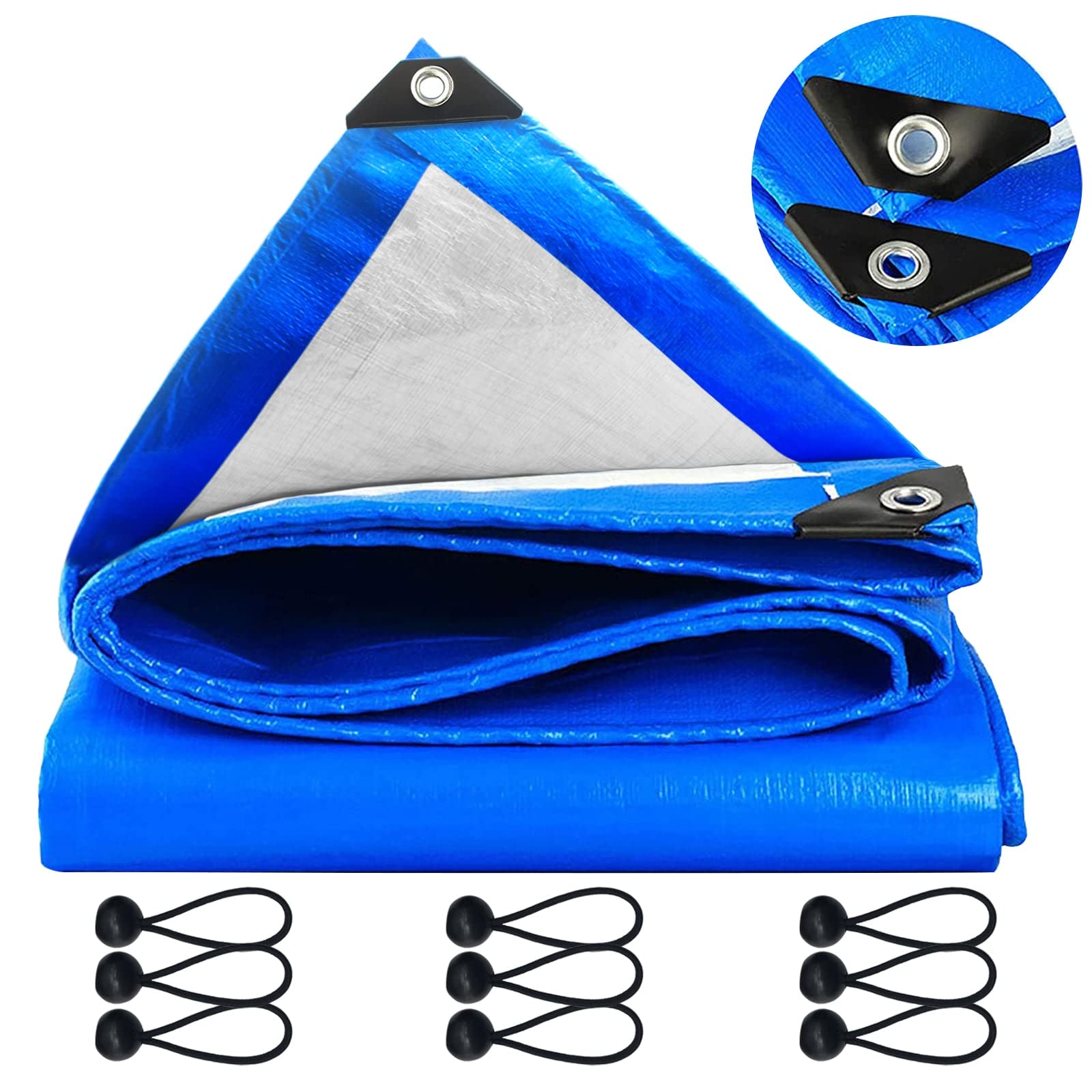 Hakiwina Tarpaulin Waterproof Heavy Duty Tarpaulin Sheet 160GSM Large Tarp Cover Sheet for Outdoor Garden Furniture Pool Car Pet Run with Rope Blue Trailer Cover Tarpaulin 2m x 3m