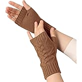100% Pure Cashmere Fingerless Gloves for Women, One Size Ladies Knitted Mittens for Winter, Warm & Soft Gloves with Gift Box