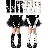 Fourluoo 4 Peices Y2k Arm and Leg Warmers Set with Stars and Bow Kawaii Harajuku Lolita Clothes for women