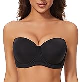 sheroine Strapless Push up Plus Size Lightly Lined Bra Underwire Multiway Full Coverage Padded Large Breasts Bras