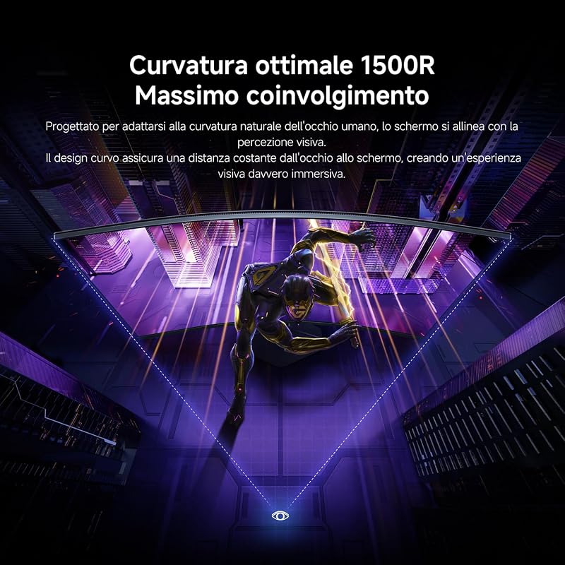 Monitor Gaming Curvo 2K 34 Pollici,180Hz,1ms GTG,1500R, C34WQDA-RGGL