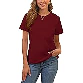 Cotton Basic T Shirts for Women,Crew Neck Short Sleeve Summer Shirts,Solid Loose Fit Tshirt, Plain Workout Tops, Undershirts