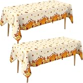 Fall Tablecloth 2 Pcs Plastic Thanksgiving Tablecloth Disposable Fall Leaves Table Cloths 54"x108" Pumpkin Rectangle Table Cover for Falls Thanksgiving Party Decorations Dinner Kitchen Home Supplies