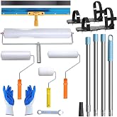 Self Leveling Cement Tool Kit- Complete Epoxy Floor Tool Kit for Concrete | Self Leveling Concrete Tool Includes Rake, 2 Spiked Rollers, 2 Painter Rollers, 16&ldquo;-63&rdquo; Telescopic Poles, Spike Shoes &amp; Glove
