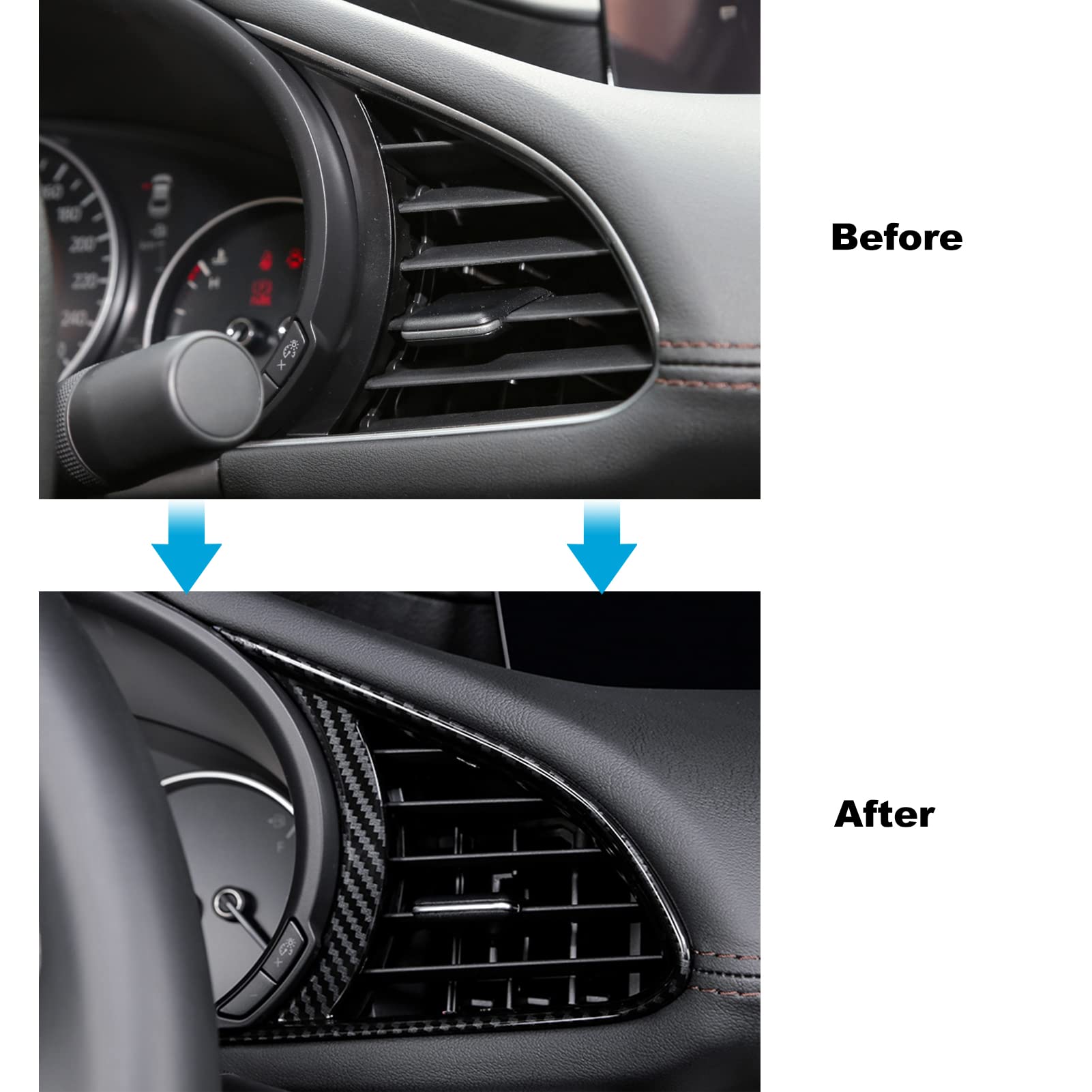 for Mazda 3 2024 2023 2022 2021 2020 Accessories Auto Dashboard Center Console Air Vent Cover Trim Frame -Carbon Fiber Style