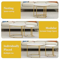 AuraBasic Nesting Table Set of 2, Round Coffee