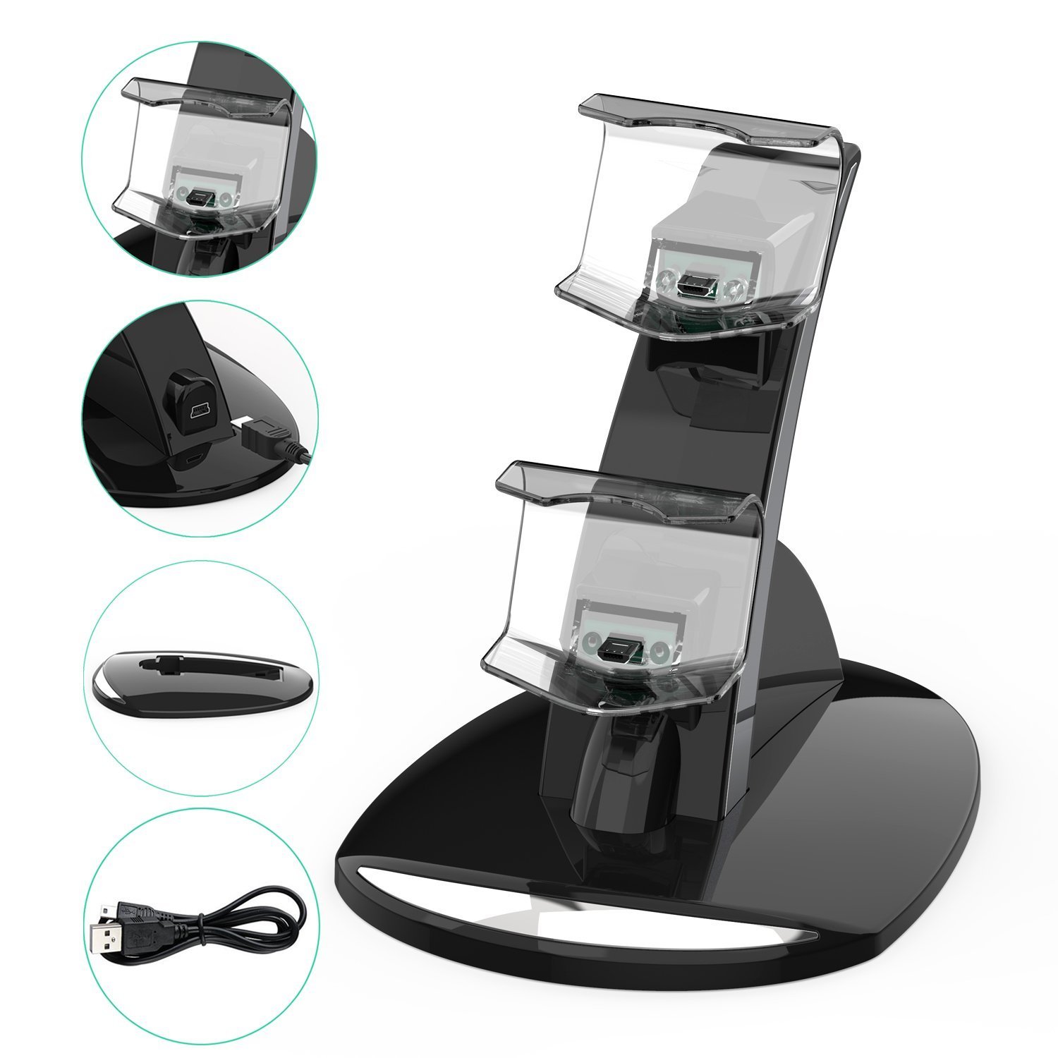 YCCTEAM Dual USB Charging Charger Docking Station Stand for Playstation 4 PS4,PS4 Slim,PS4 Pro Controller