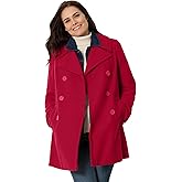 Woman Within Plus Size Wool-Blend Double-Breasted Peacoat