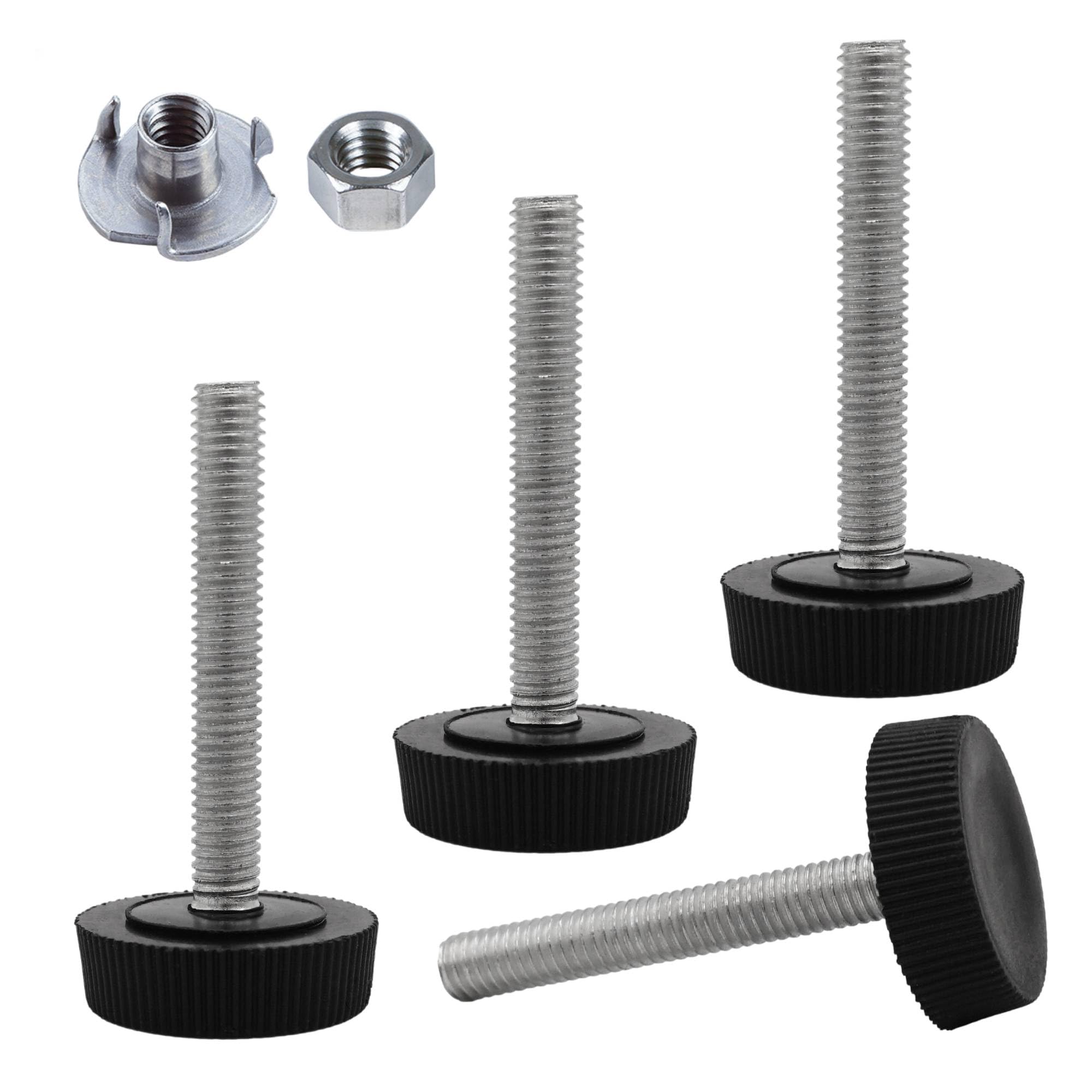 SKIR'CO 4 pcs, Furniture Leveling Feet M6 x 40 mm, Adjustable Round Legs 25 mm Diameter, M6 Thread Leveler Foot (Nuts Included)