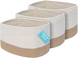 OrganiHaus Set of 3 Woven Cotton Rope Baskets White view 1
