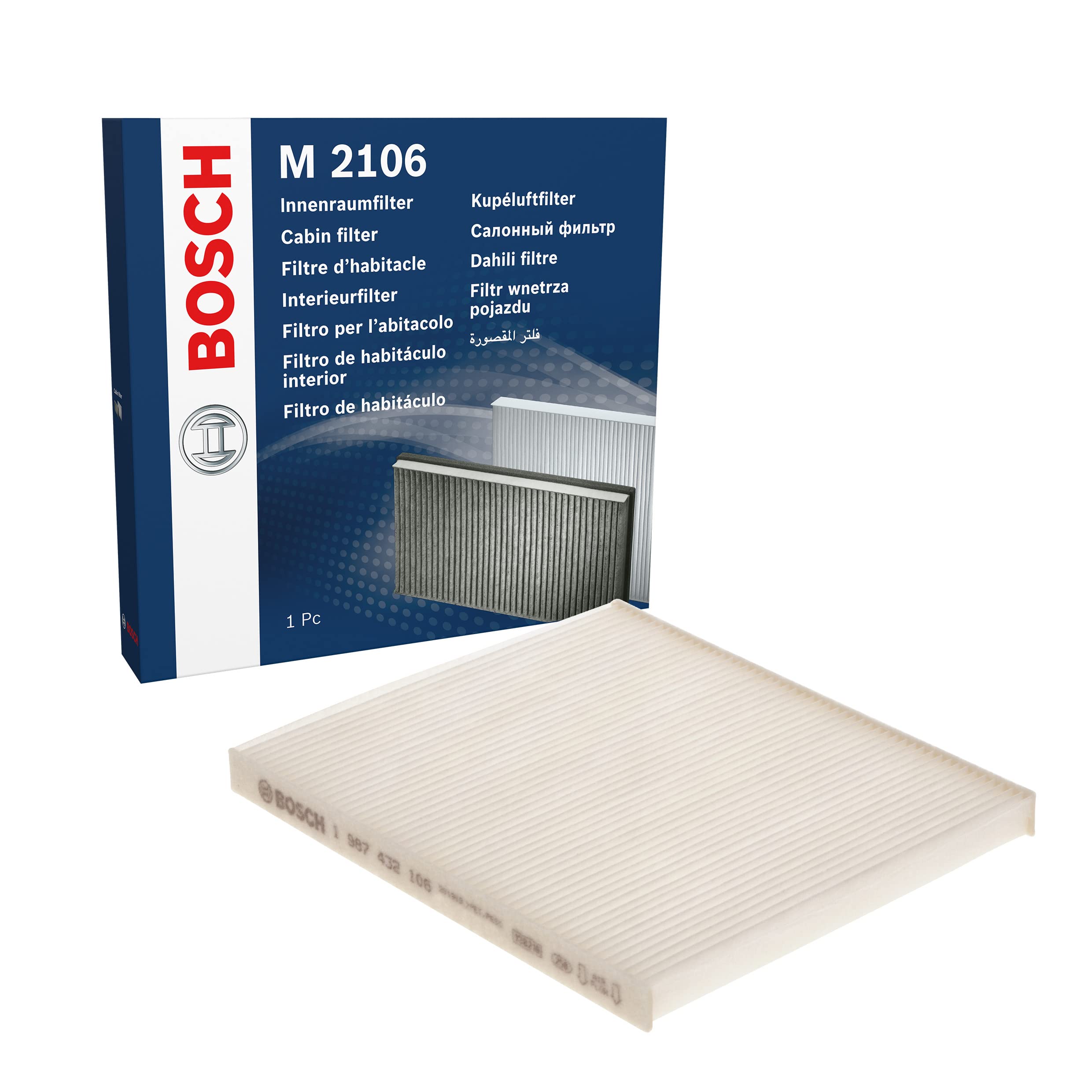 Bosch M2106 Standard Cabin Filter, Replacement Filter - Filters Pollen and Dust for Cleaner Air Inside the Vehicle