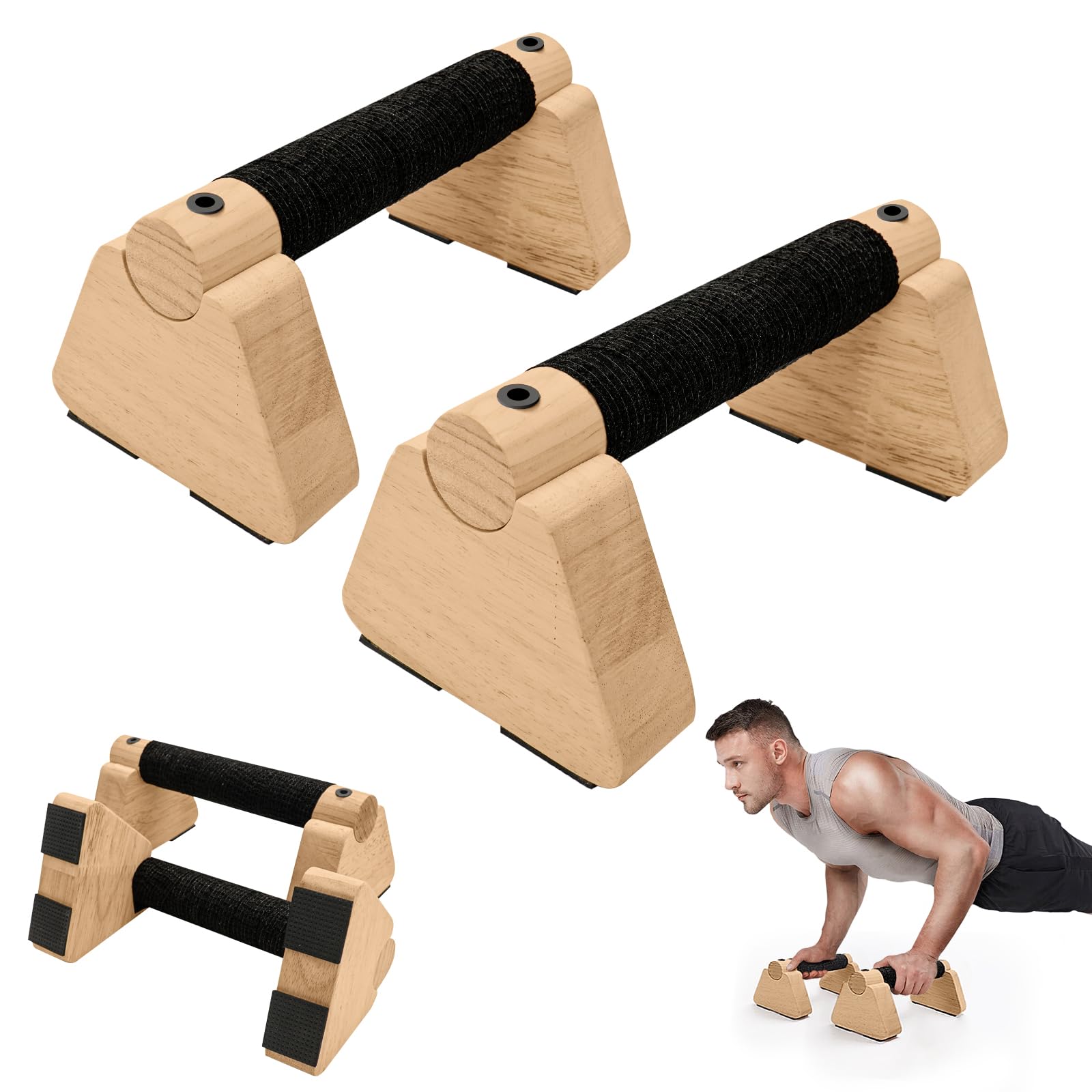Photo 1 of Rolitwils Parallettes Bars - Wooden Calisthenics Equipment for Handstand Training, Push Up Bars & Calisthenics Bar - Handstand Blocks and Pushup Handles for Men