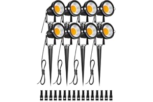 ZUCKEO Low Voltage Landscape Lights LED Landscape Lighting, 5W 12V Garden Pathway Lights Waterproof Warm White Walls Trees Flags Outdoor Landscape Spotlights with Stakes (8 Pack)