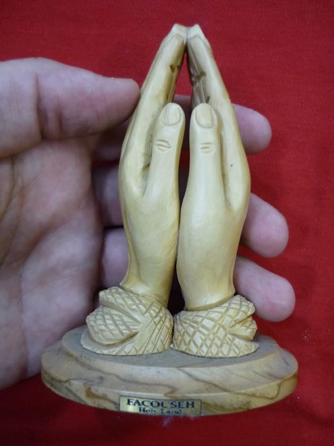 Small Praying Hands Olive Wood Carving Sculpture Holy Land By Facouseh