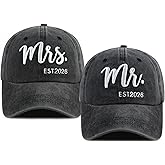 2PCS Mr and Mrs 2026 Hats for Men Women, Adjustable Cotton 3D Embroidered Gifts Baseball Cap
