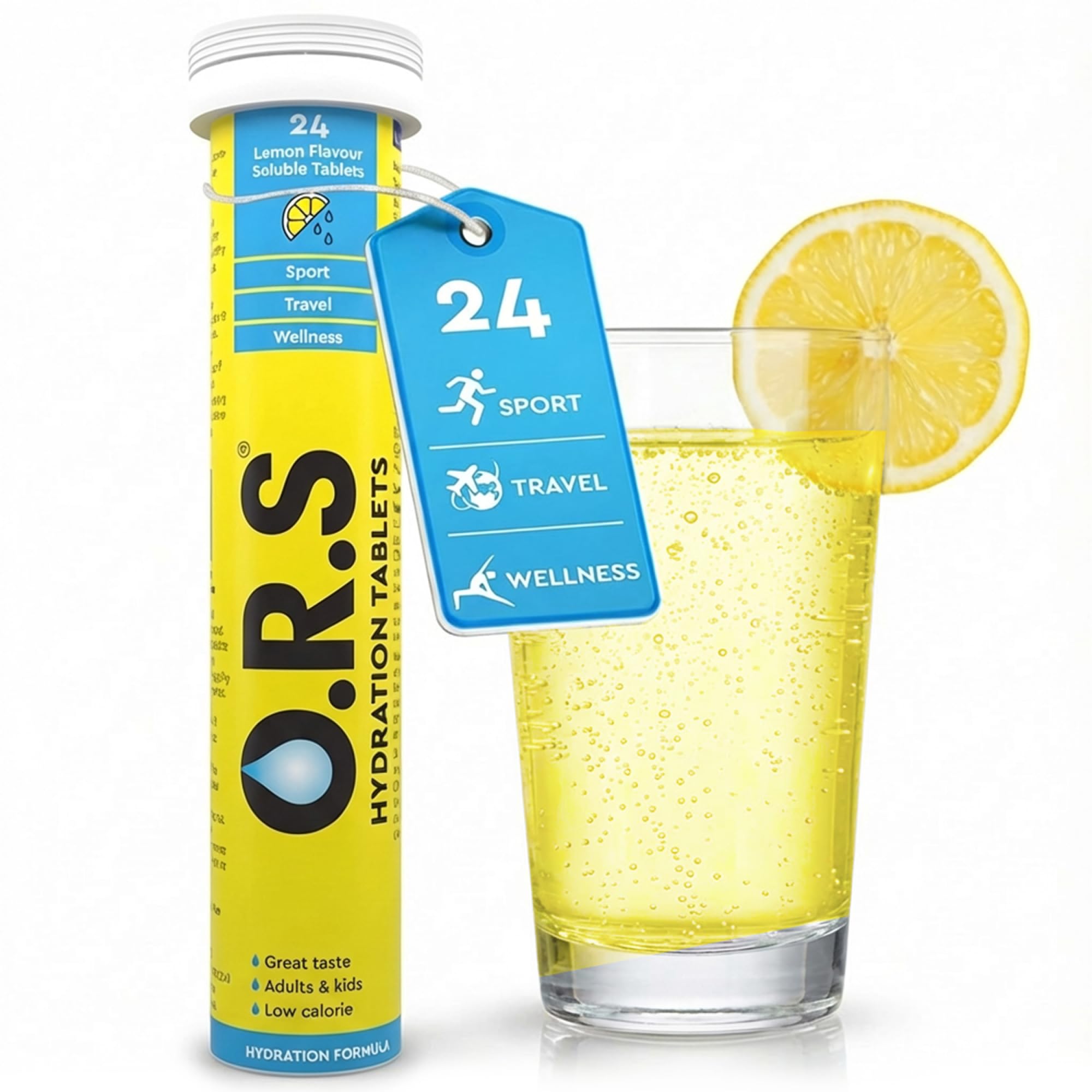 O.R.S Hydration Tablets - Lemon, Pack of 1 | Winter Electrolytes for Dehydration, Sports & Travel Recovery Drinks | Oral Rehydration Salts for Electrolyte Replacement | Vegan, Gluten-Free, Low Calorie