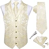 DiBanGu Mens Paisley Vest and Tie Set Silk Dress Waistcoat Necktie Wedding Party Casual Formal Dress Vest for Tuxedo