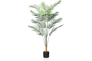 CROSOFMI Artificial Areca Palm Tree 4.5Feet Fake Tropical Palm Plant,Perfect Faux Dypsis Lutescens Plants in Pot for Indoor Outdoor Home Office Garden Modern Decoration Housewarming Gift