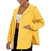 MAKARTHY Rain Jacket Women Waterproof Lightweight Jacket With Hood Packable Raincoat with Pockets S-XXXL