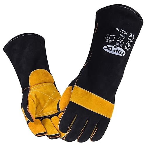 TOPDC Welding Gloves 16 Inches 932℉ Fire/Heat Resistant Leather