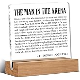 Motivational Desk Decor Inspirational the Man in the Arena Acrylic Plaque Sign With Wooden Stand Decoration for Home Office Cubicle, Positive Gifts