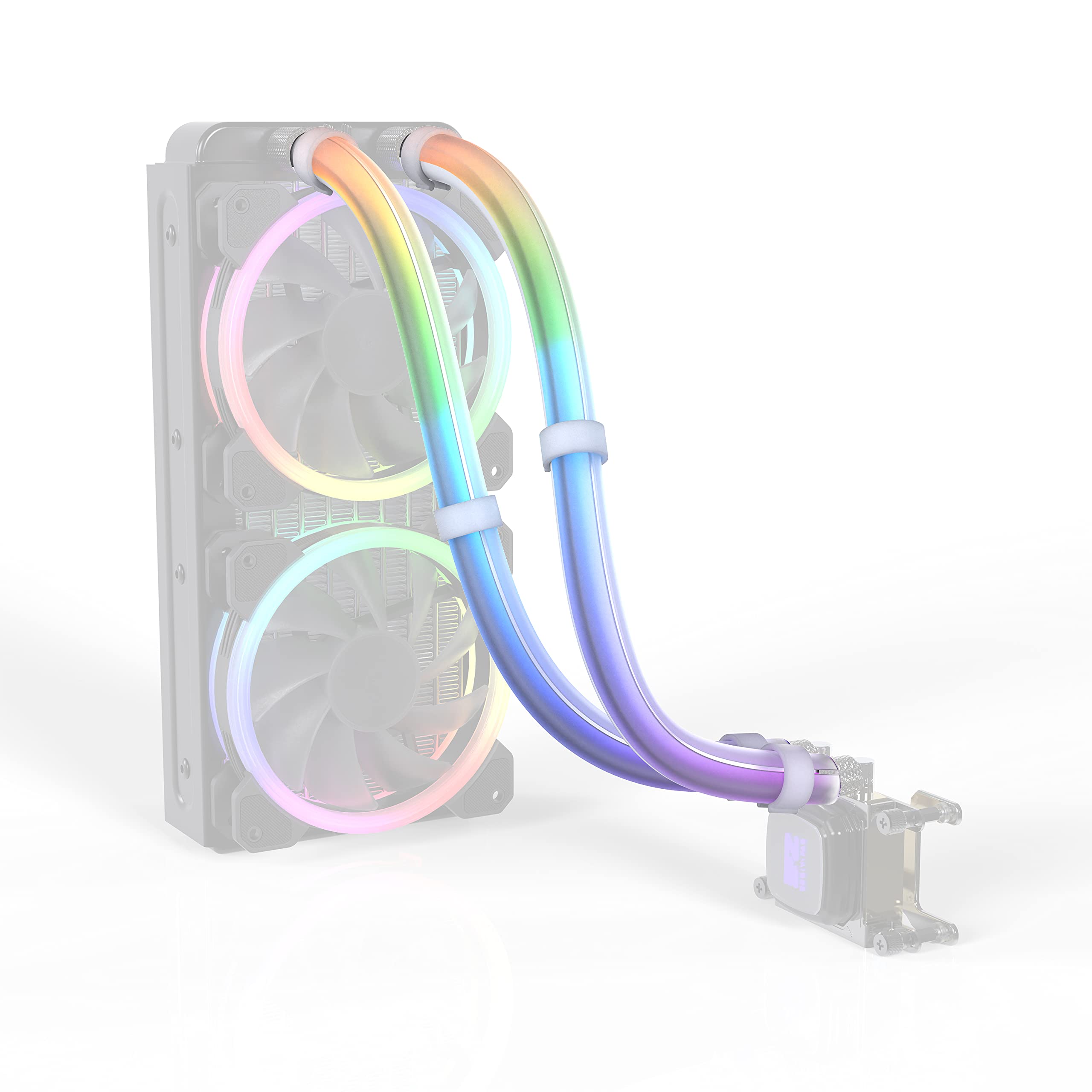 EZDIY-FAB ARGB LED AIO Tube Sleeve, ARGB Lighting Effect,Versatile Sizing 12mm Diameter for Water Cooling Tube,Compatible with Aura, RGB Fusion,Mystic Light Sync- 2 Packs, 330mm/13in