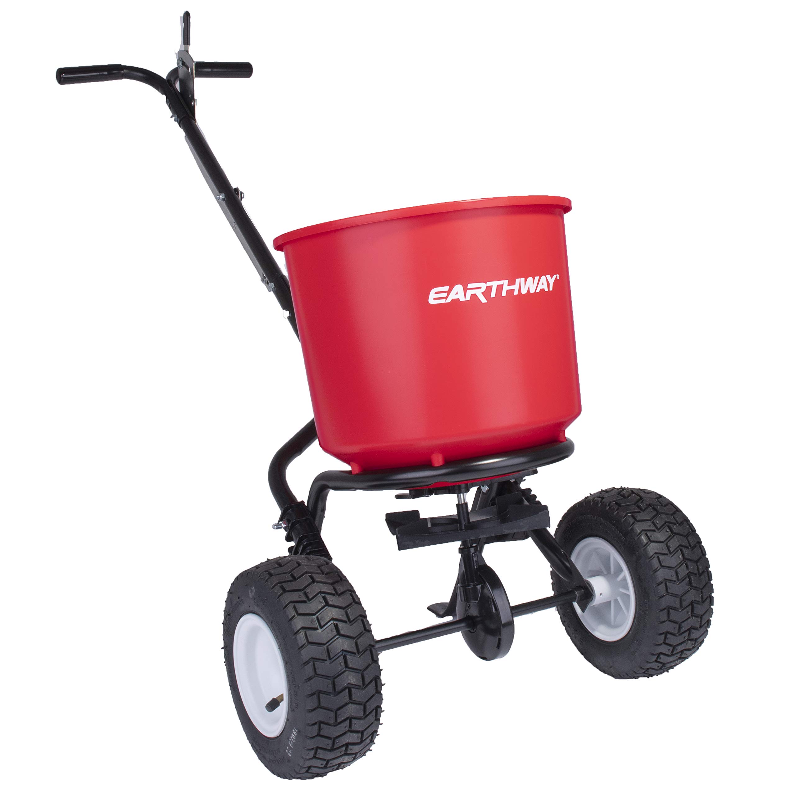 Photo 1 of EarthWay 2600A-PLUS Spreader Lawn Aerator & Fertilizer Spreader, 40lb Hopper Capacity, Red, Durable, All Terrain Pneumatic Tires, Rust-Proof Polypropylene, Epoxy Coated Steel Frame