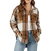 YOGINGO Women's Premium Plaid Shacket Soft Lightweight Breathable Button-Down Fall Winter Jacket S-2XL
